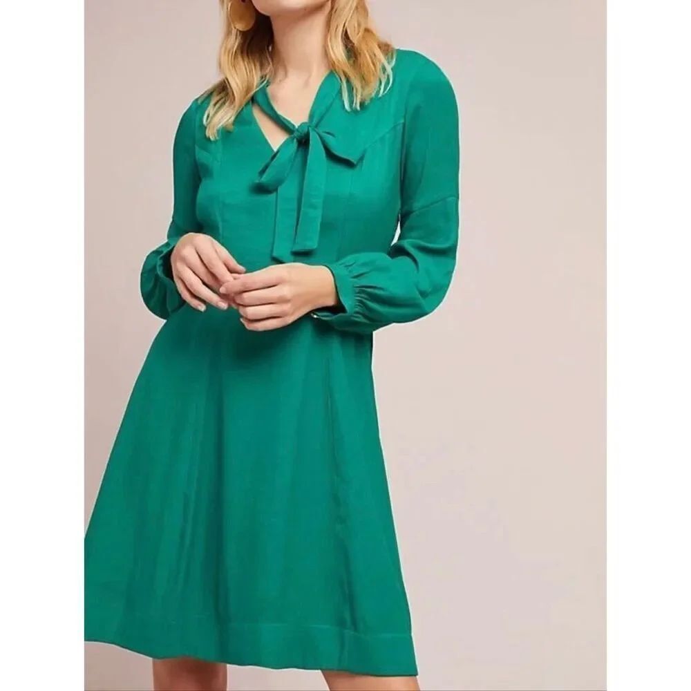 NWOT Anthropologie Moulinette Soeurs Green Gina Dress Women's Size 2US